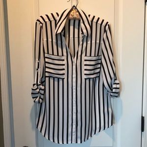 Express Black/White Striped Blouse